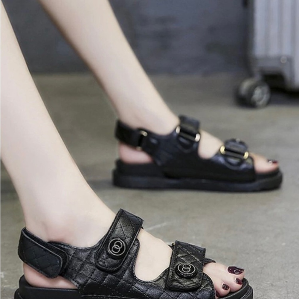 Women Solid Color Hook&Loop Soft
Comfy Platform Sandals